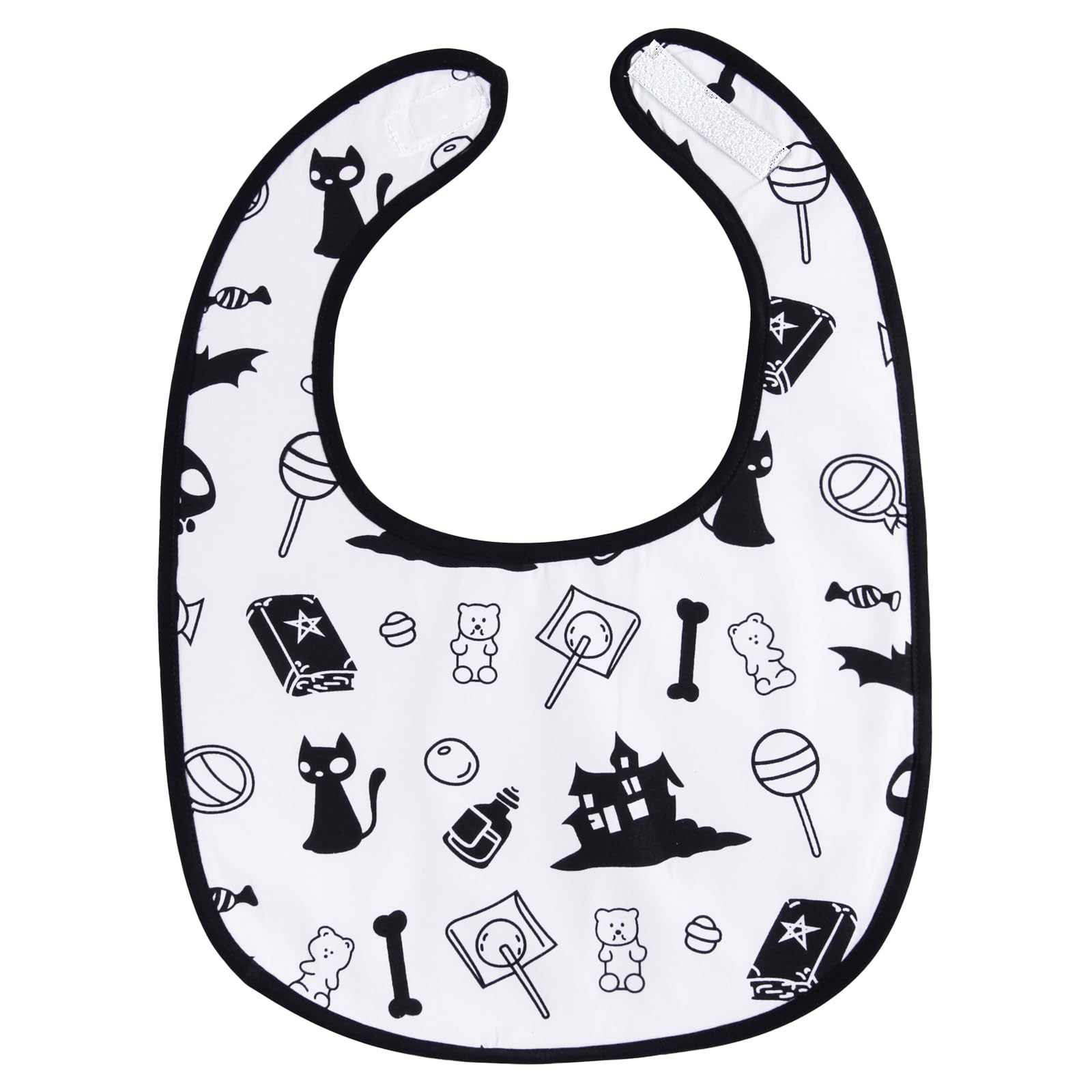 LittleForBig Cotton Waterproof Printed Adult Bib with Adjustable Hook-and-Loop Fastener Closure - Halloween Themed Adult Bib