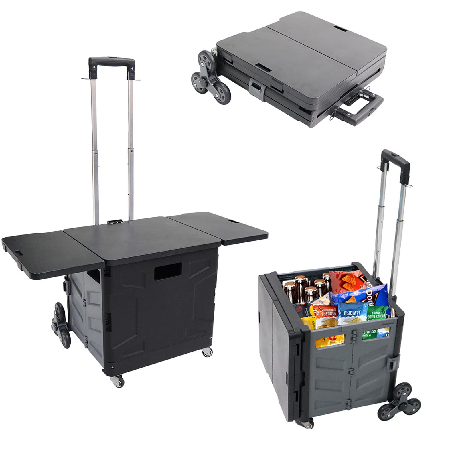 8 Wheeled Collapsible Utility Cart, Folding Shopping Cart Wheeled