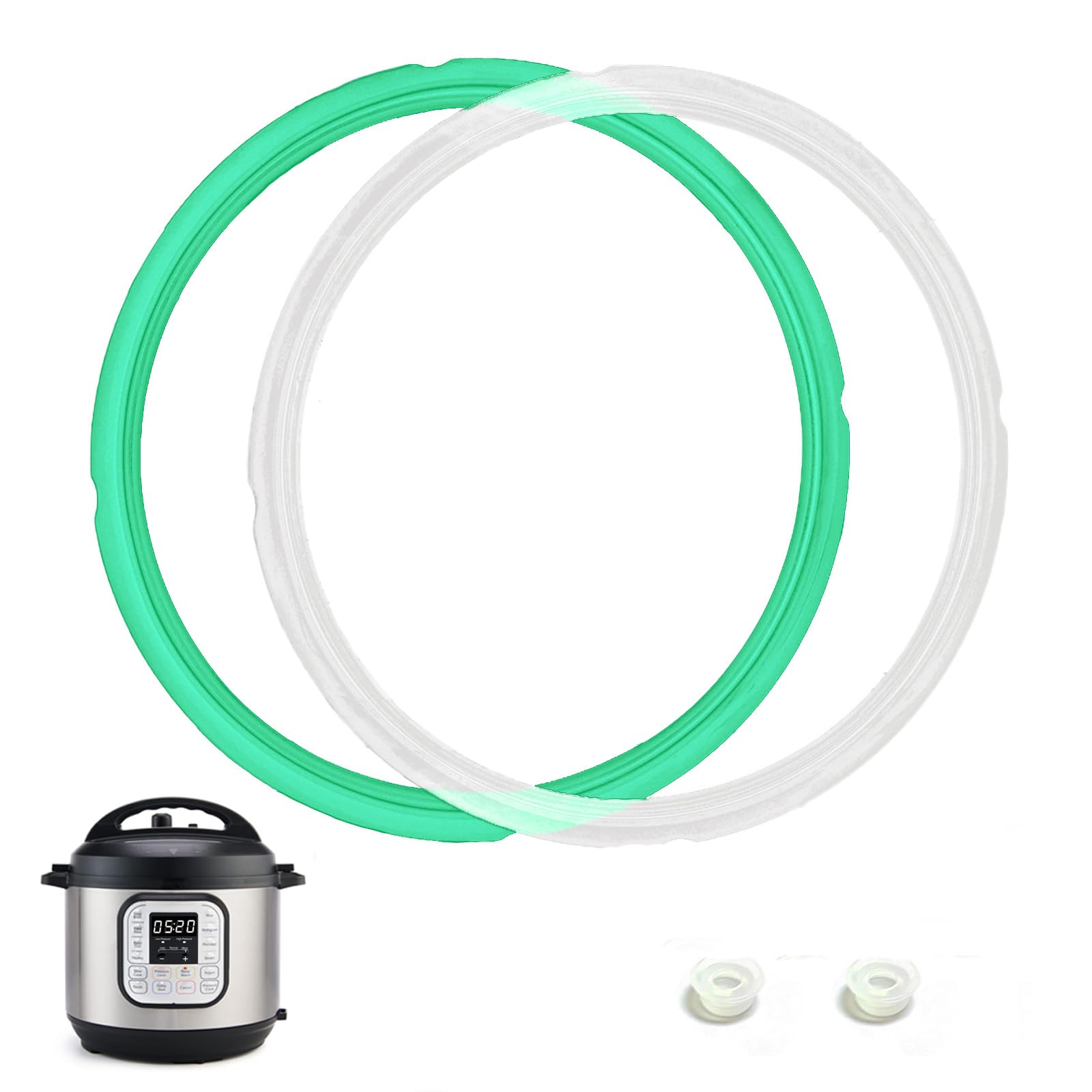 Photo 1 of 2 Pack Sealing Ring 6 Qt for Instant Pot replacement for 5/6QT Instant pot Seal, With 2 Float Valve Caps, Food-grade Silicone Instant Fit for DUO DUO Plus 6 Quart Instant Pot Gasket 5&6 Qt