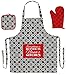 ThisWear for Nana Everything is Better in Nana's Kitchen Funny Aprons 3-Piece Cooking Apron Set with Oven Mitt and Pot Holder Funny Apron Black Greek Square