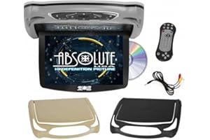 ABSOLUTE USA Absolute DFL14HD Car Roof Mount DVD Player Monitor 14 inch Vehicle Flip Down Overhead Screen- HDMI SD USB Card Input with Built-in IR Transmitter for Wireless IR Headphone, 3 Style Colors
