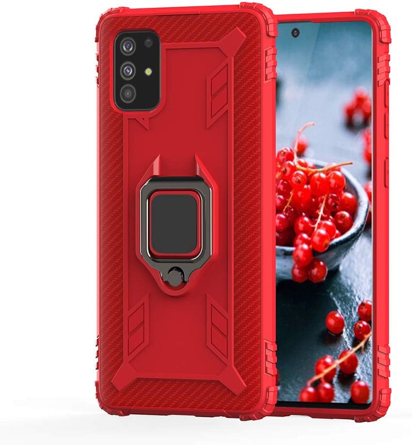 TANYO Phone Case for Samsung Galaxy M31, TPU Silicone Cover with 360° Kickstand, Shockproof Bumper Shell, Rugged Armor Protective Cases, Red