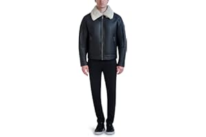 KARL LAGERFELD Paris Men's Faux Shearling Trim Aviator Jacket