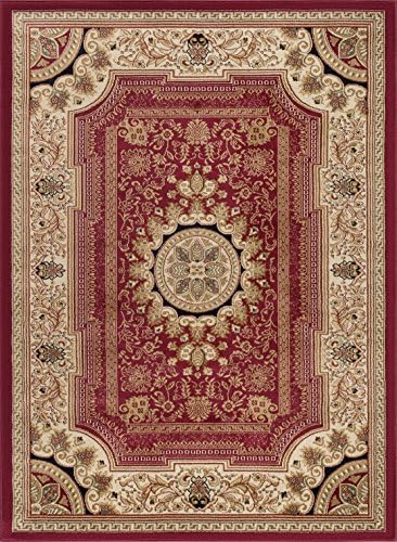 Universal Rugs Oriental Traditional Rectangle Red Accent Area Rug 238x312cm / 8x11ft, jute 312.42 x 238.76 x 1 cm
