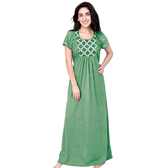 Buy Honeydew Women S Hosiery Cotton Night Gown Maxi Sleepwear Nighty For Daily Use Green Free Size At Amazon In