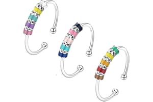 Fidget Ring for Women with Colorful Enamel Beads Anti Anxiety Jewelry Stress Relief Spinner Ring for Women Men Christmas Stoc