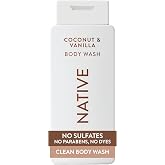 Native Clean Body Wash, Gentle &amp; pH-balanced for Sensitive Skin, 24-Hr Freshness for Women &amp; Men, Vegan &amp; Cruelty-Free, Free of Sulfates, Parabens &amp; Phthalates, Coconut &amp; Vanilla, 18fl oz