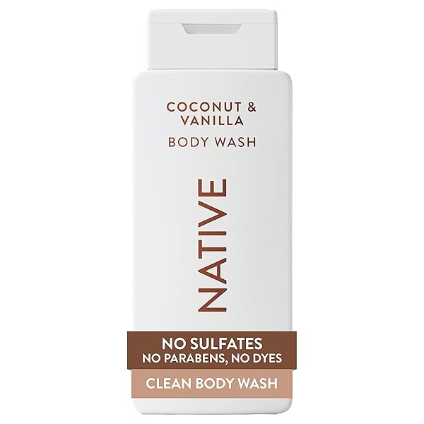 NATIVE BODY WASH CONTAINS NATURALLY DERIVED INGREDIENTS | FOR WOMEN & MEN, SULFATE, PARABEN, & DYE FREE LEAVING SKIN SOFT AND HYDRATED | COCONUT & VANILLA 18 OZ