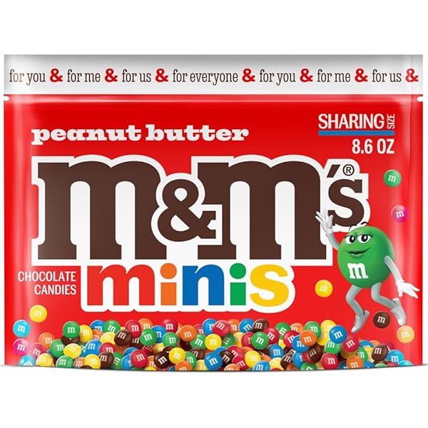 M&M’S MINIS PEANUT BUTTER MILK CHOCOLATE SUMMER CANDY BULK SUMMER SNACKS, SHARING SIZE, 8.6 OZ RESEALABLE BAG
