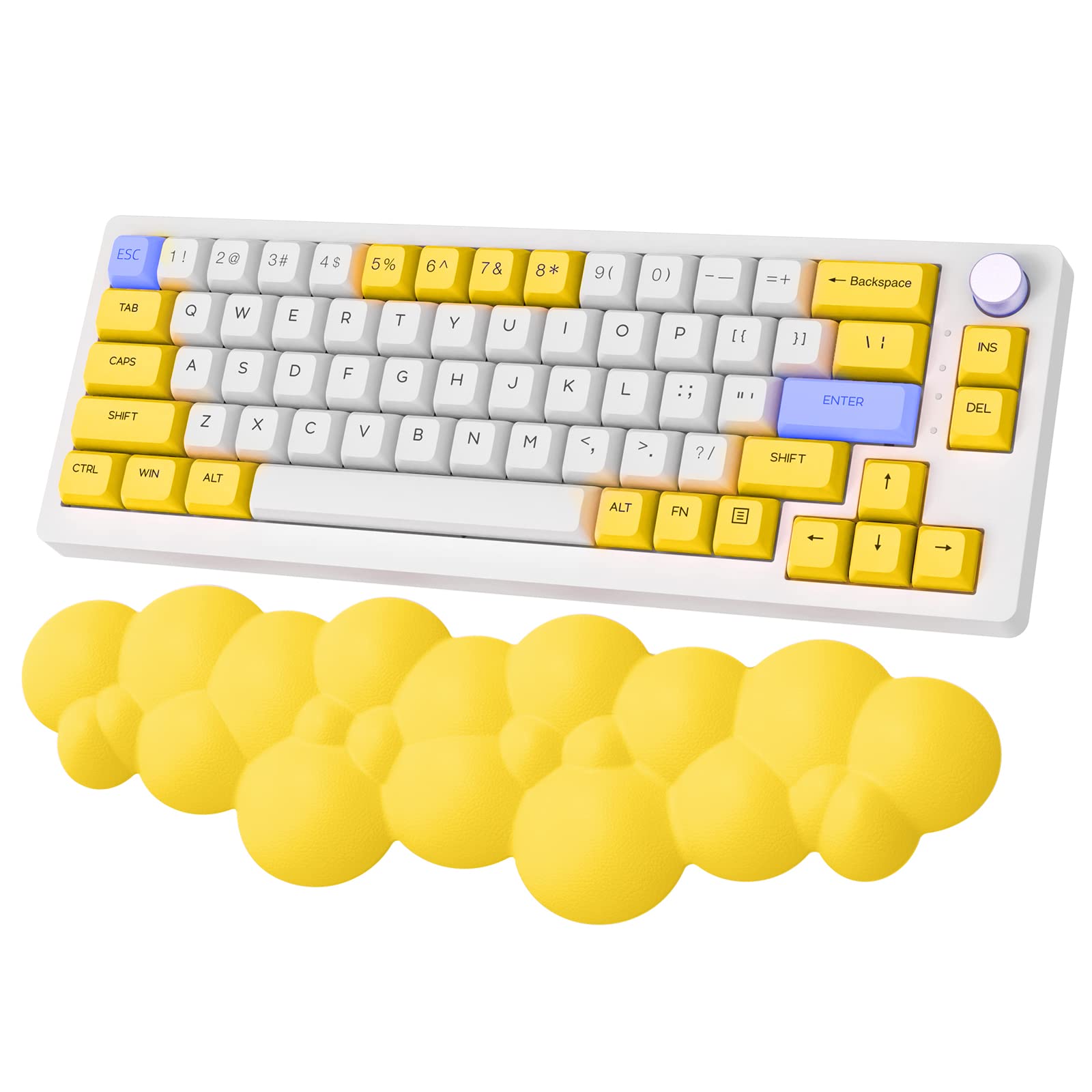ZIYOU LANG Yellow Cloud Keyboard Wrist Rest,Memory Foam Wrist Pad Smooth Fiber Hand Rest for Keyboard,Ergonomic Nonslip Comfortable Cushion Set,Typing Pain Relief,Support for Office,Gaming,Laptop,Mac