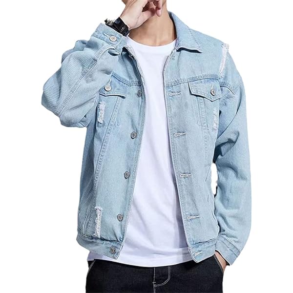 Amazon.com: Generic Men Denim Jackets Slim Cotton Jean