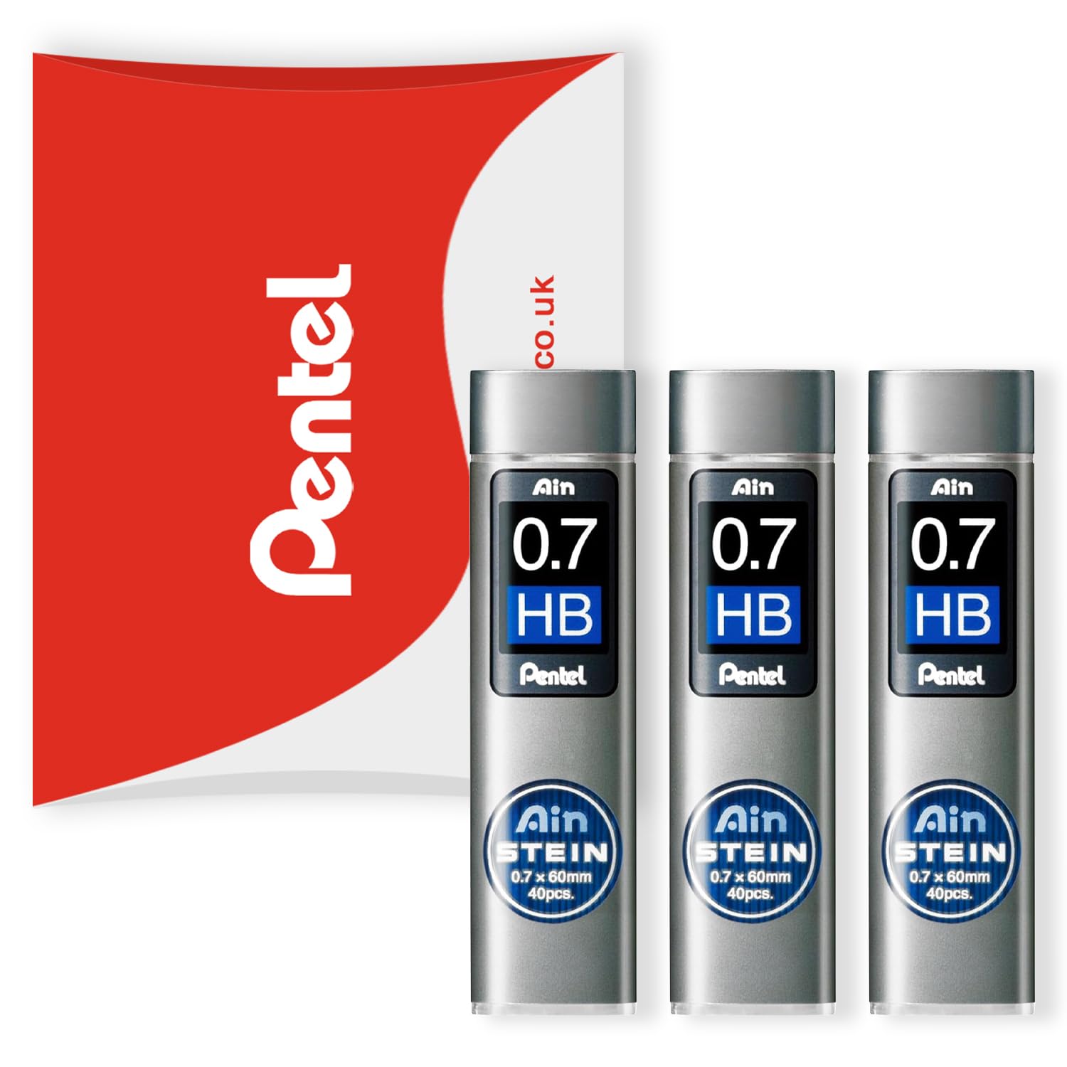 Pentel Ain Stein Mechanical Refill Leads - for Automatic/Mechanical Pencils - in Pentel Pillow Packaging (0.7mm HB, Pack of 3)