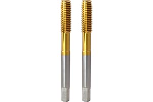 WKSTOOL 6-32 UNC H7 2Pcs/Set TiN Coated High Speed Steel Cobalt Precision Chip Free Forming Roll Taps Cold Press Chipless Threading Tools for General Purpose