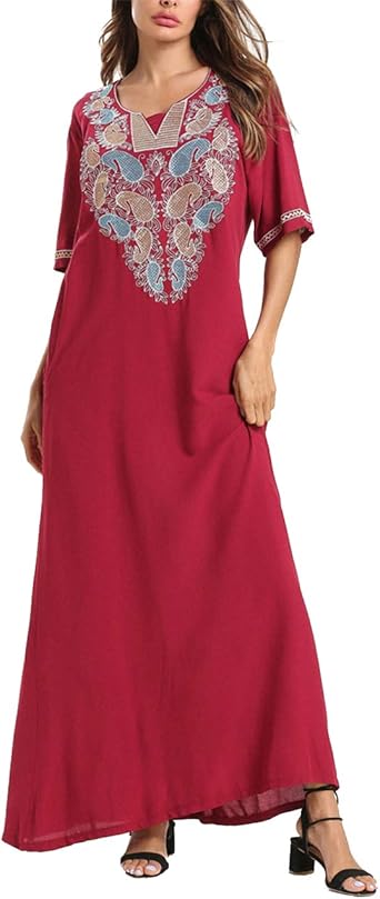 red kaftan dress