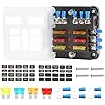 6 Way Fuse Block with Negative Bus Waterproof Fuse Panel for 12-24V Automotive Marine Boat Truck RV Camper Included 12Pcs Fuses