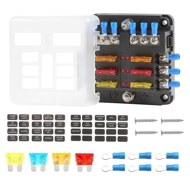Sfd Fuse Box M6 Threaded Stud Fuse Box Aazon.co: Apeixoto 12V 6 Way Fuse Box, With ...