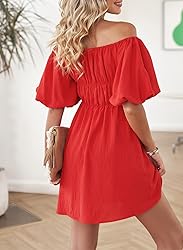 Dokotoo Womens Square Neck Summer Dresses Lantern