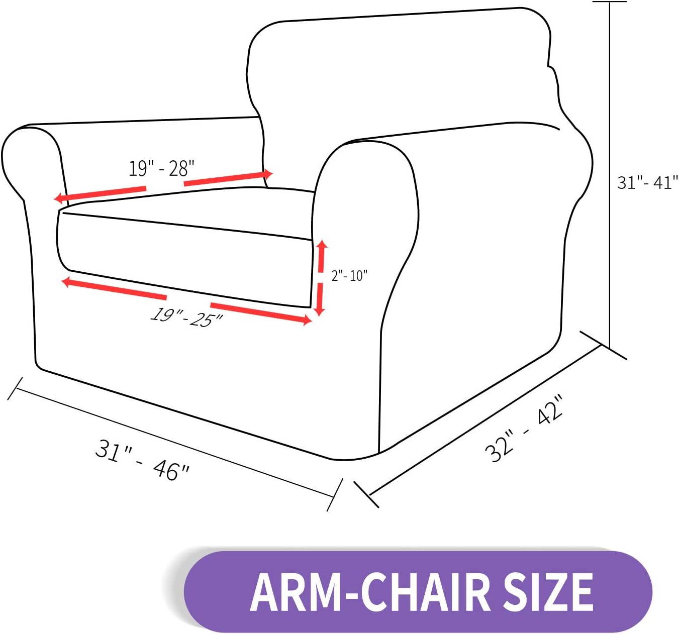 ZNSAYOTX Super Stretch Chair Slipcover Universal Sofa Chair Covers for Living Room Dogs Pet Furniture Protector Spandex Armchair Slipcovers with Anti Slip Foam Sticks (Black, Chair): Kitchen & Dining