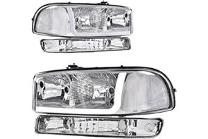 PIT66 LED DRL BAR Headlights Assembly, Compatible with 1999-2007 GMC Sierra 1500/2001-2007 1500HD 2500HD 3500 /Fit 99-06 GMC Yukon