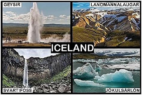 SOUVENIR FRIDGE MAGNET - ICELAND 9cm x 6cm (3½ x 2½ inches) Jumbo