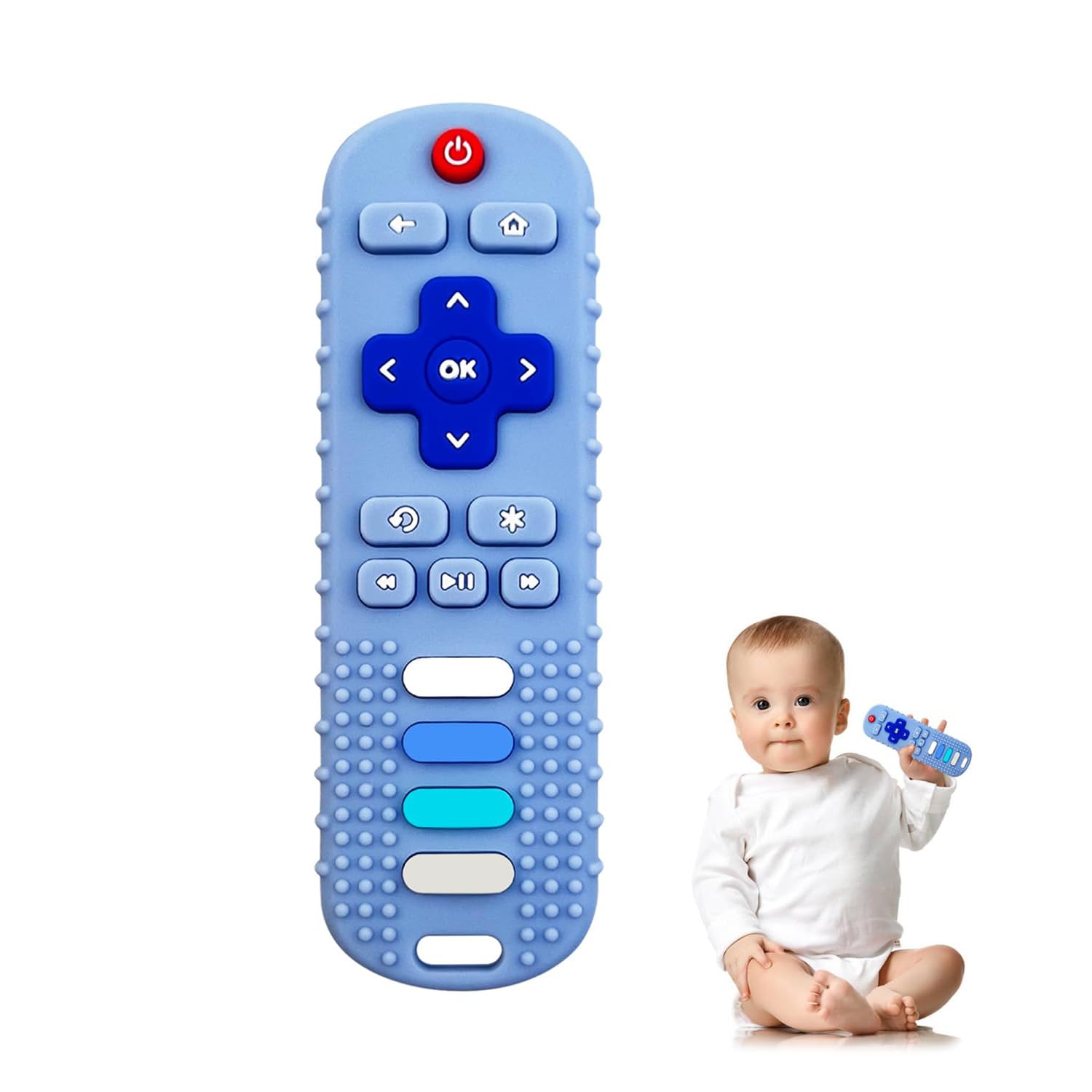 Photo 1 of YAPROMO Baby Teething Toys,Reomte Teether Toys, Silicone Chew Toy for Babies 18+ Months, Remote Control Shape Teething Toys, Early Educational Toy BPA Free & Refrigerator Safe (Blue)
