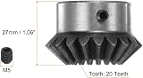 sourcing map 2pcs Bevel Gear 2M 20T 16mm Shaft 1:1 90 Degree Steering Gear 45# view 2