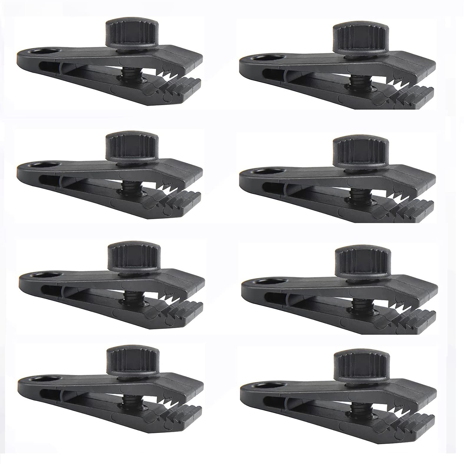 XPOOP 8 Pcs Tarp Clips Tent Clip Lock Grip Awning Clamp Set Instant Clip, Multipurpose Tarp Clips, Tent Accessories for Camping, Tarps, Caravan, Garden Shade Cloth (Black)