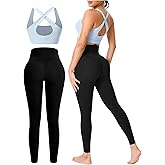 Workout Sets for Women 2 Piece Seamless High-Waisted Leggings & Cross Back Padded Sports Bra for Yoga Pilates