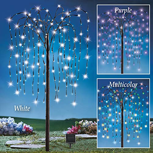 image for Collections Etc. LED Solar Willow Tree, Outdoor Solar Tree with Colorf