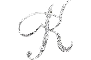 PPhtony 26 Letter Brooch Pins Small Silver Metal Rhinestone Crystal Initial A~Z Alphabet Brooch Lapel Pins for Men Women Girls Boys Birthday Christmas Wedding Gift