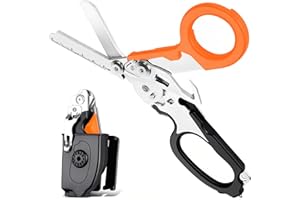 Zhejibbang Multi-function Trauma Shears Foldable,Stainless Steel Emergency Response Shears for Nurses with Compatible Holster,Outdoor Camping Scissors Tools with Strap Cutter and Glass Breaker