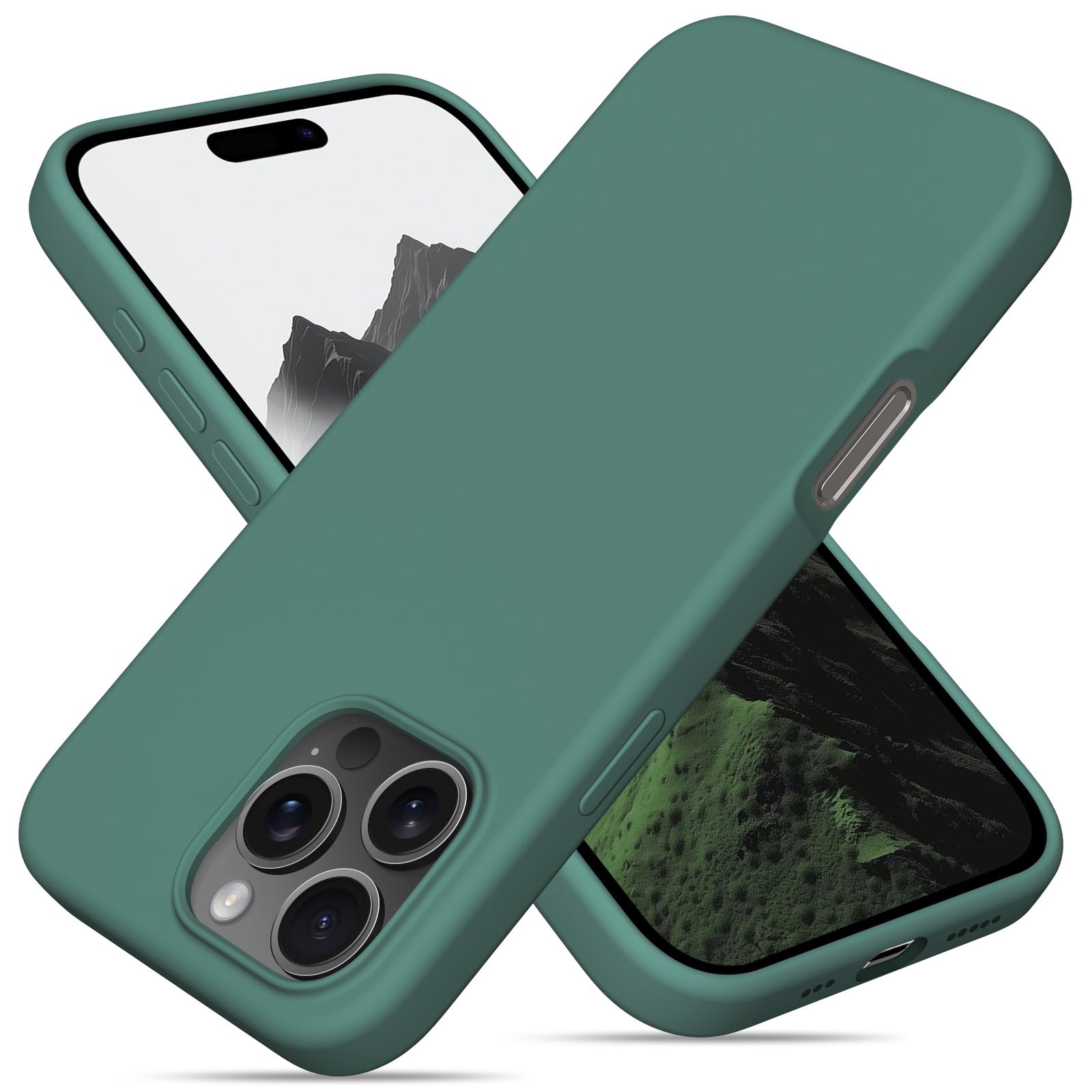 OitiYaa Liquid Silicone Case for iPhone 16 Pro Case,Full Body Protective Cover with 4 Layer Shockproof Structure, Soft Ultra Slim Phone Case with Anti-Scratch Microfiber Lining, 6.3", Pine Green