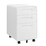 LVSTEEL 3 Drawer File Cabinet with Lock and 4 Keys, Mobile Metal Filing Cabinet, File Cabinets for Home Office, Under Desk, Pre-Assembly, File Drawer, Letter/Legal/A4 Hanging File Folders