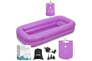 LOKFEHRE Medical Inflatable Bathtub,Shower Bath Basin Kit, PVC Portable Bathtub with Electric Air Pump,Portable Bathtub Wash Full Body in Bed Bath,for Elderly (Purple)
