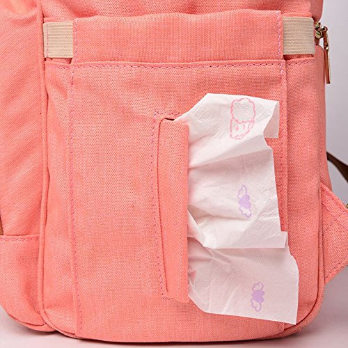 Wide Open Designed Baby Diaper Bag Backpack with Insulated Bottle Pockets, Travel Backpack Nappy Bags, Waterproof Material, Multi-Function 11 Pockets, Large Capacity, Stylish and Durable (Pink) - Thumbnail 6