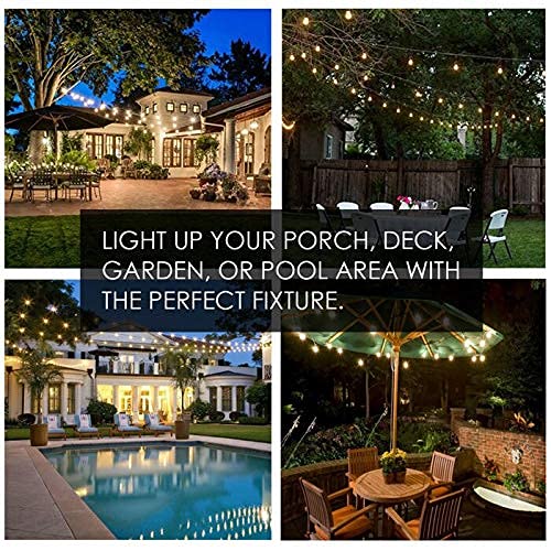 SUNTHIN White Outdoor String Lights, 2 Pack 48ft Patio String Light