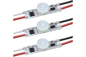 HCSM Motion Sensor Switch, DC 3.7v to 24V 4A PIR Motion Sensor for LED Lights, Mini Infrared Sensor Switch That can be Built into The Light bar or Box (3 Pieces 1037）, 3pieces 1037