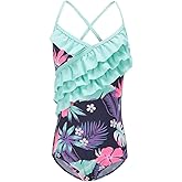 Girls One Piece Swimsuits Hawaiian Ruffle Swimwear Beach Bathing Suit