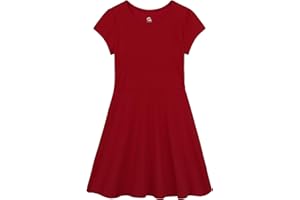 GNODIO Girls Dress Summer Skater T-Shirt Dress Cotton Toddler Casual Short Sleeve Solid Color Dress for Kids 2-12 Years