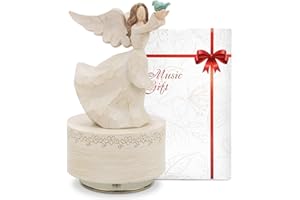 Saeifin Music Box, Guardian Angel Figurine, Sculpted Hand-Painted Musical Figure Gifts,Christmas Thanksgiving Birthday Anniversary Musical Gift Home Office Studio Decoration, Plays Over The Rainbow