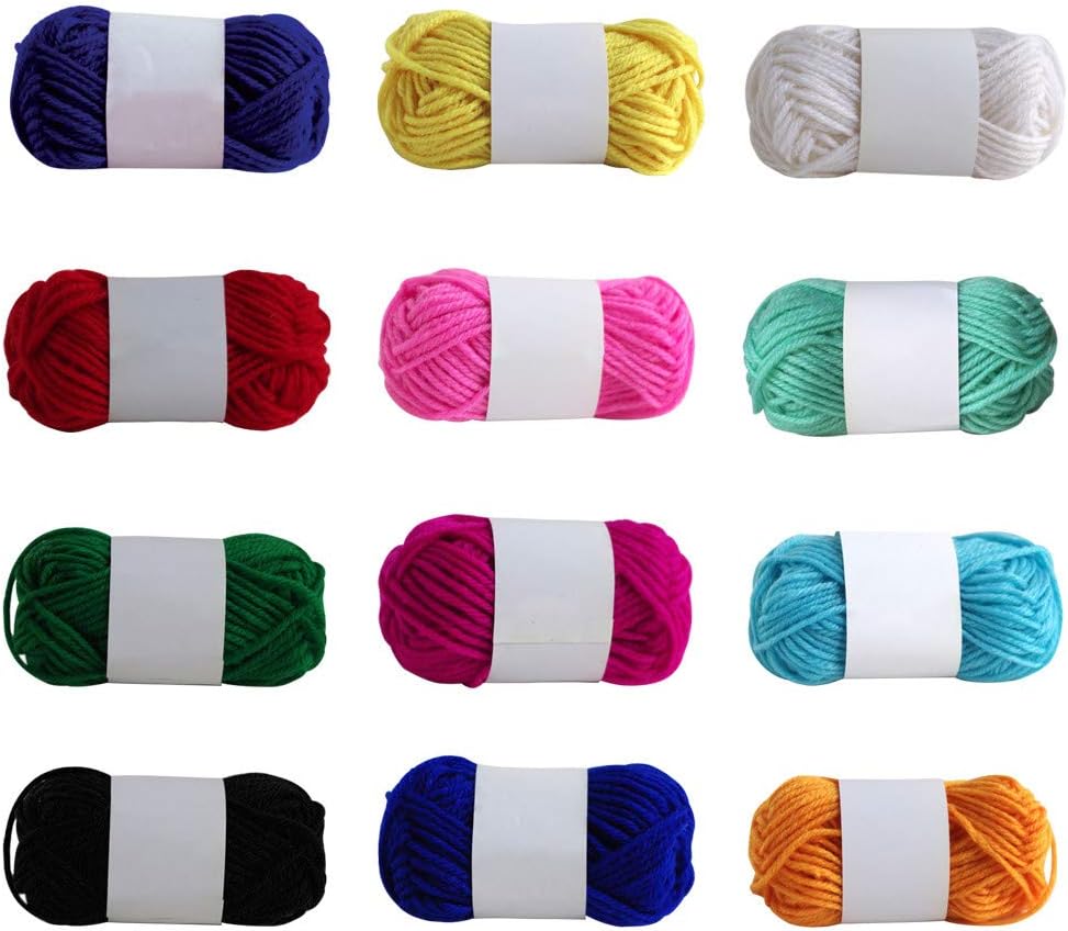 Multi-Color Crochet Yarn Set - 12 Balls of Premium Acrylic Yarn (10g Each), 120g - Different Colors, Great for Mini Knitting and Crochet Projects