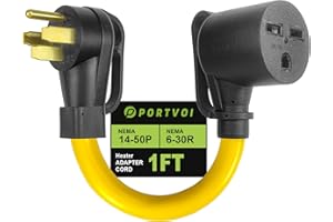 Portvoi Dryer Adapter, NEMA 14-50P to 6-30R, 4 Prong to 3 Prong, 250V 40A Heavy Duty, 10 AWG Copper Wire for Dryer, Generator