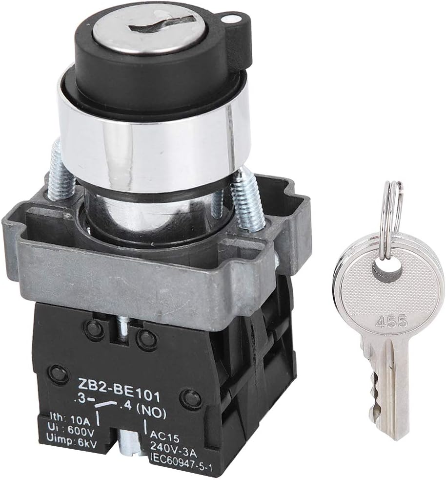 ZB2‑BE102 Key Lock Switch 22mm Mounting Hole Diameter 2 Positions
