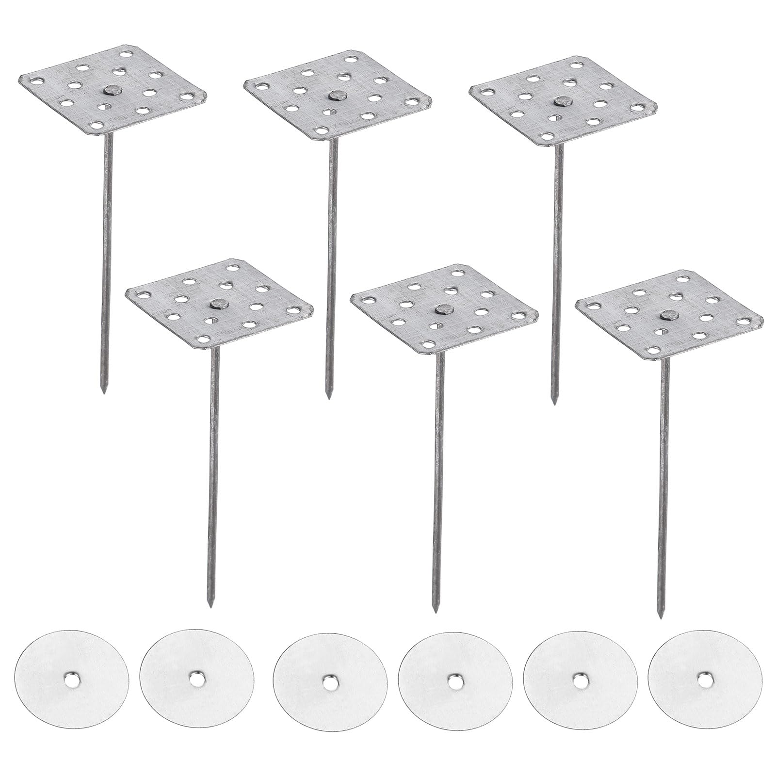 PATIKIL 2.4 Inch Perforated Insulation Pins with Round Washers, 40 Pack Aluminum Insulating Nails Wall Plug for Fixing Foam Boards to Wall or Ceiling