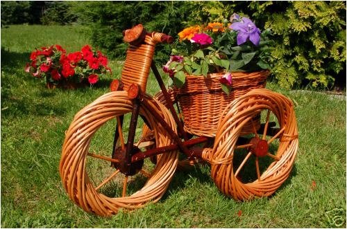 Dreirad aus Korbgeflecht , 55 cm, Korb-Dreirad, Trike, Rad zum Bepflanzen, Blumentöpfe, Pflanzkasten, Blumenkasten…