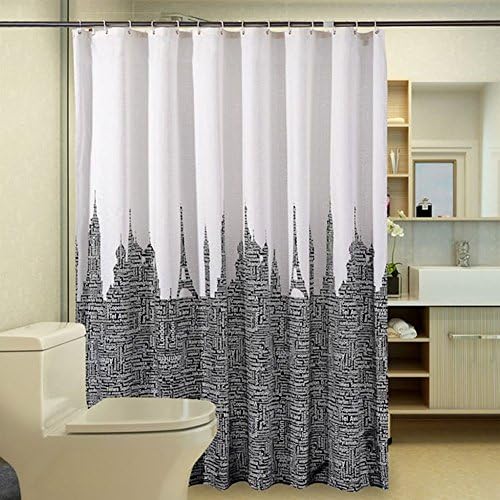 Jaston Shower Curtain Waterproof Polyester Fabric, 71 x 47-Inch, Alphabet tower pattern