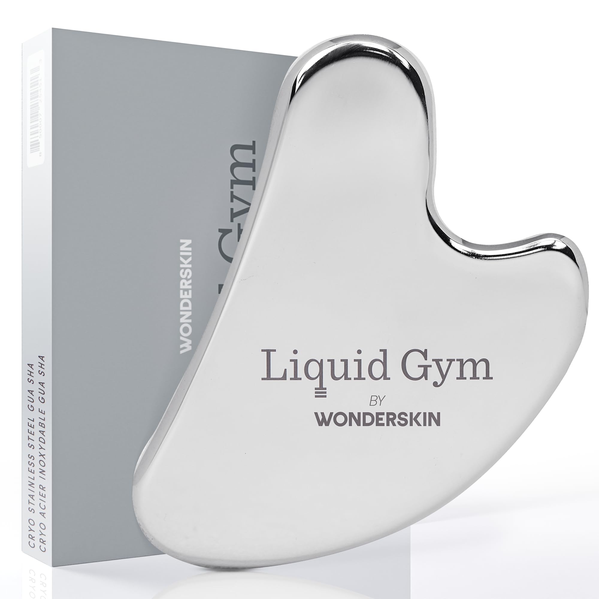Wonderskin Liquid Gym Gua Sha Face Sculpting Tool, Facial Roller to Reduce Tension, Puffiness & Wrinkles, Skin Care Tool and Jawline Sculptor, Stainless Steel Facial Massager