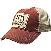 VINTAGE LIFE Distressed Baseball Caps Funny Trucker Hats with Sayings, Unisex (IPA Lot (Dark red))