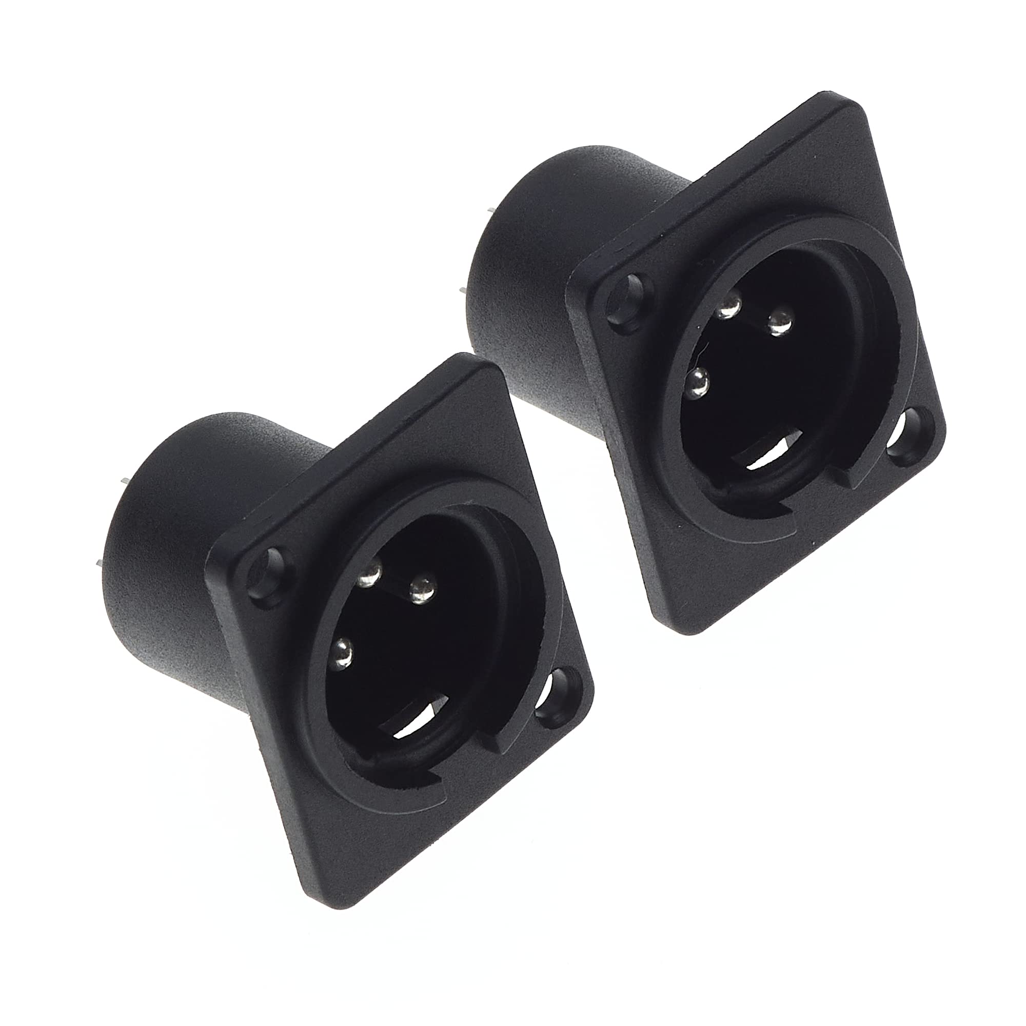 Keple XLR Plug 3 Pole Chassis - Male Jack 3 Pin Solder Panel Mount Connector For Microphone Speaker Socket - Pack Of 2