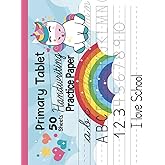 Primary Tablet , 50 sheets Handwriting practice paper: Unicorn Kindergarten Writing Paper With Lines - Primary Story Journal- A Primary Composition Notebook for Preschool kids (1 inch lines)